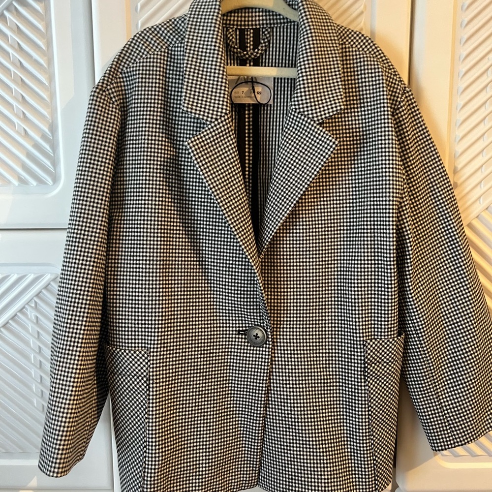 Zara Kids Black and White Houndstooth Jacket